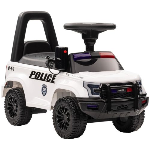 Polizei-Elektroauto 30W 6V mit Megaphon und Musikspieler - Weiß