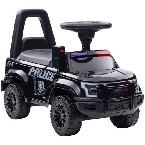 Polizei-Elektroauto 30W 6V mit Megaphon und Musikspieler - Schwarz