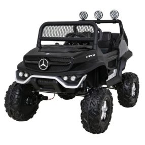   Mercedes UNIMOG, Schwarz 2 Passagiere, 4x4 140W - elektrischer Lieferwagen