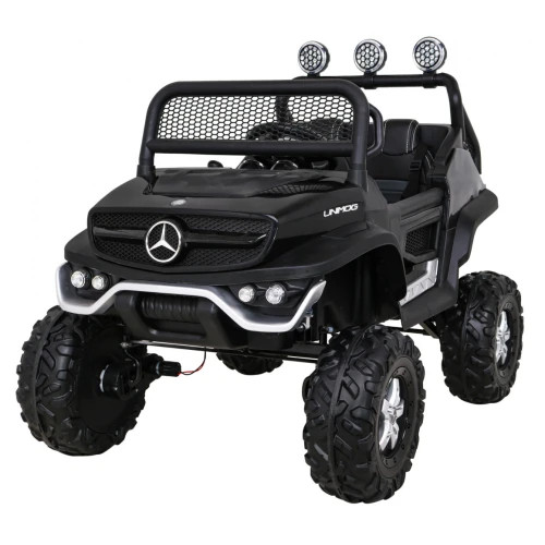 Mercedes UNIMOG, Schwarz 2 Passagiere, 4x4 140W - elektrischer Lieferwagen