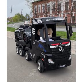   Mercedes ACTROS mit Pritsche - 180W, 12V - 9AH - elektrischer Lieferwagen - Schwarz