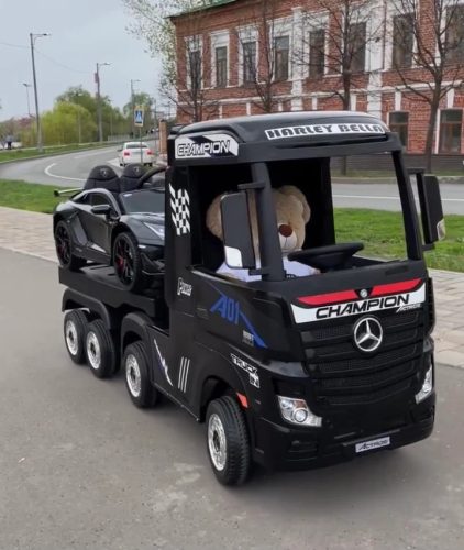 Mercedes ACTROS mit Pritsche - 180W, 12V - 9AH - elektrischer Lieferwagen - Schwarz