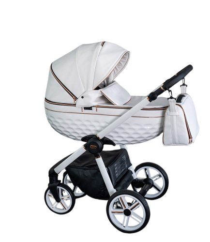 Adbor 3d ring kinderwagen 3in1 - weiß mit weißem Rahmen