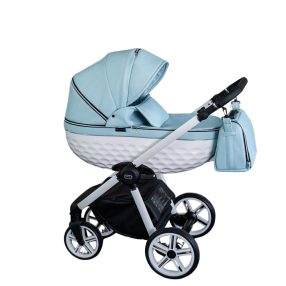Adbor 3d ring kinderwagen 3in1 - blau mit weißem Rahmen