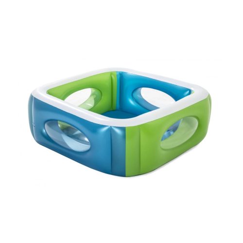 BESTWAY Aufblasbarer Pool mit Bullauge, 6+, 168x168x56cm - Blau-Grün