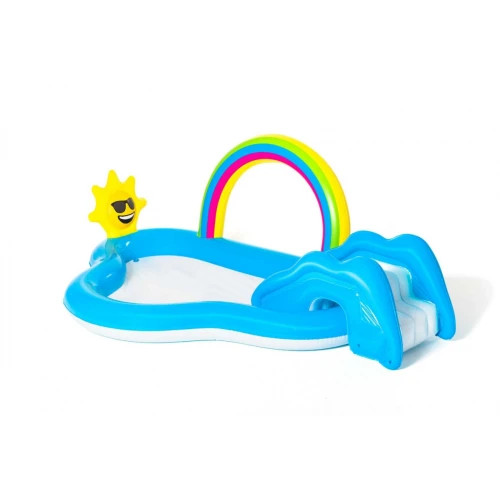 Sunny Rainbow BESTWAY, aufblasbarer Spielplatz, Planschbecken, 2+, 257x145x91cm - Blau