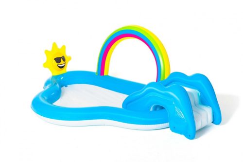 Sunny Rainbow BESTWAY, aufblasbarer Spielplatz, Planschbecken, 2+, 257x145x91cm - Blau