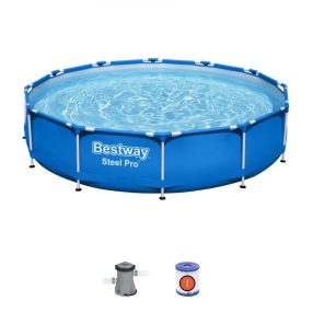   Basen Stelażowy Steel Pro 366x76 Okrągły BESTWAY 3w1 + Pompa Filtr