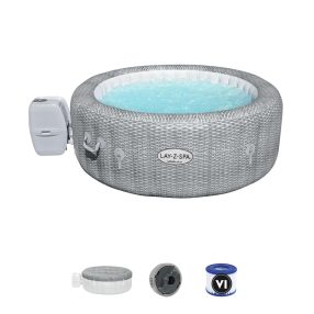   Honolulu Lay-Z-Spa AirJet Jacuzzi z Masażem BESTWAY 4-osobowe + Pokrywa + Pompa + Filtr