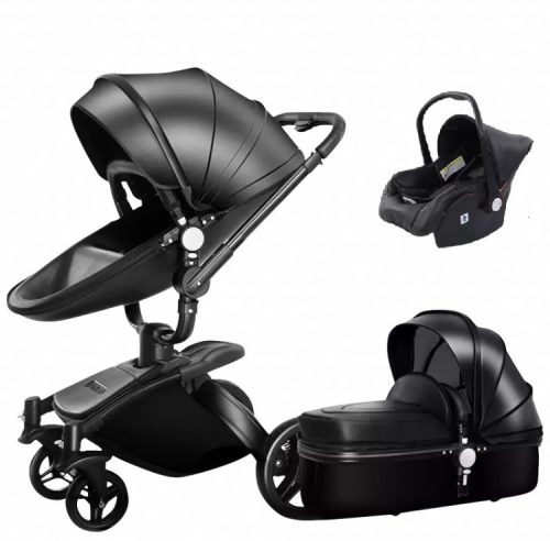 AGAPE 360 3in1 ECO Leather Kinderwagen - tiefschwarz