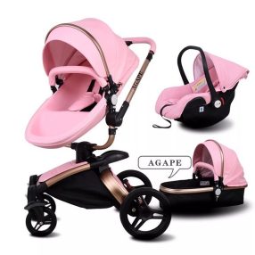 AGAPE 360 3in1 ECO Leder Kinderwagen - rosa