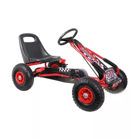   Pedálos Gokart Air Gyerekeknek 3+ Piros + Felfújható Kerekek + Állítható Ülés
