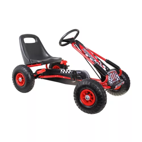 Pedálos Gokart Air Gyerekeknek 3+ Piros + Felfújható Kerekek + Állítható Ülés