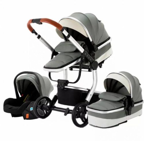 Bora Baby 3in1 ECO Leder Kinderwagen - grau