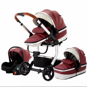 Bora Baby 3in1 ECO Leder Kinderwagen - bordeauxrot