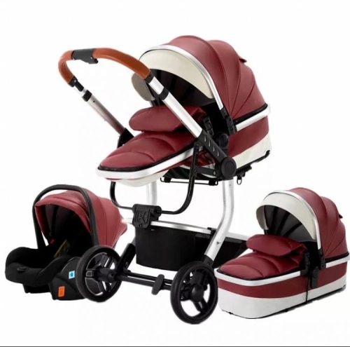 Bora Baby 3in1 ECO Leder Kinderwagen - bordeauxrot