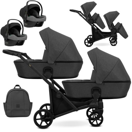 Kunert BRAV DUO 2 3in1 multifunktionaler Zwillingskinderwagen - Graphit