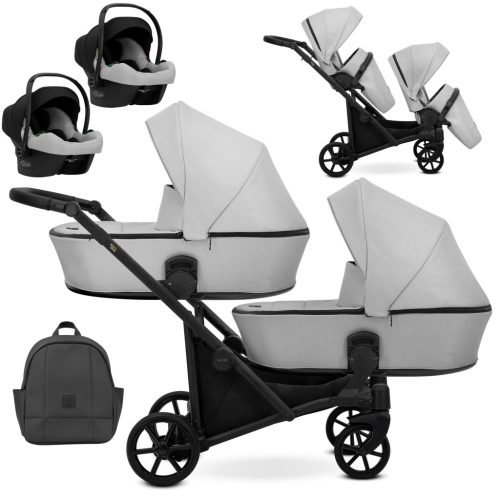 Kunert BRAV DUO 2 3in1 multifunktionaler Zwillingskinderwagen - Grau