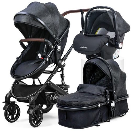 Belecoo Dark 3in1 Multifunktions-Kinderwagen - Schwarzer Glimmer