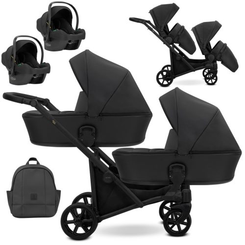 Kunert BRAV DUO 2 3in1 Multifunktionaler Zwillingskinderwagen - Schwarz Eco 