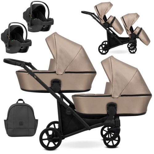 Kunert BRAV DUO 2 3in1 Multifunktionaler Zwillingskinderwagen - Cappucino Eco 
