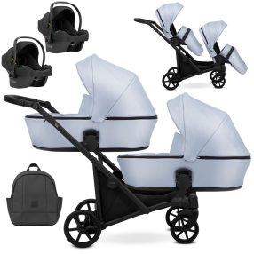   Kunert BRAV DUO 2 3in1 Multifunktionaler Zwillingskinderwagen - Baby Blue Eco 