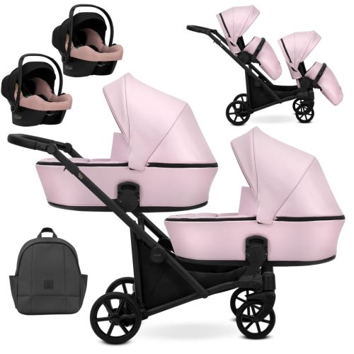 Kunert BRAV DUO 2 3in1 Multifunktionaler Zwillingskinderwagen - Baby Pink Eco 