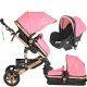BABYFOND 3in1 ECO Leder Kinderwagen - rosa