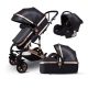 BABYFOND 3in1 ECO Leder Kinderwagen - schwarz