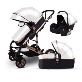 BABYFOND 3in1 ECO Leder Kinderwagen - weiß