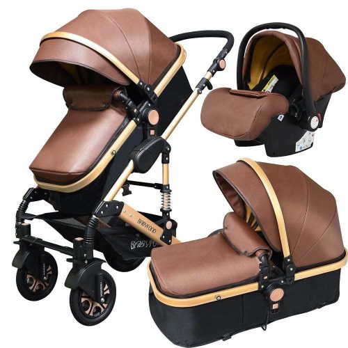 BABYFOND 3in1 ECO Leder Kinderwagen - braun