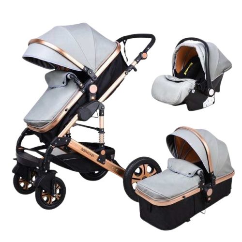 BABYFOND 3in1 ECO Leder Kinderwagen - grau 