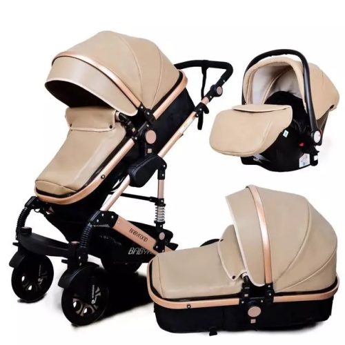 BABYFOND 3in1 ECO Leder Kinderwagen - beige 