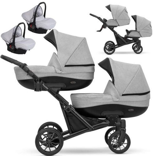 Kunert BOOSTER 3in1 Multifunktionaler Zwillingskinderwagen - Hellgrau