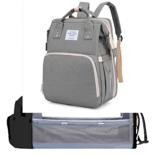 BERIO Wickeltasche, Rucksack mit ausziehbarer Wickelauflage - Grau