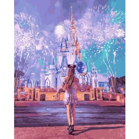   Malowanie po numerach Disneyland 40x50 Płótno + Farby + Pędzle