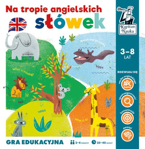 Gra edukacyjna „Na tropie angielskich słówek” dla dzieci 3-8 lat + Nauka języka angielskiego + Gra planszowa dla 2-4 osób