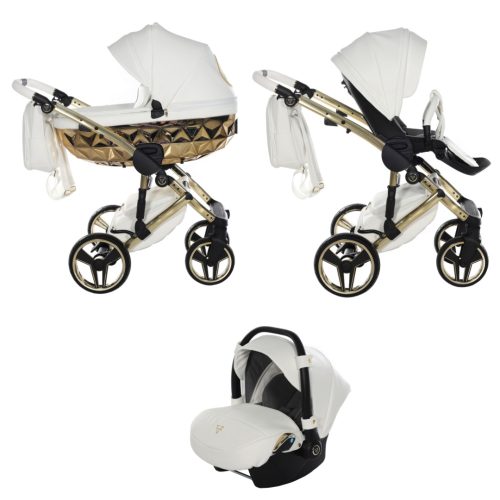 Junama Hand Craft 3in1 Multifunktions-Kinderwagen - Weiß/Gold