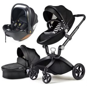   Hot Mom 3in1 ECO Leather High Landscape Kinderwagen - schwarz 