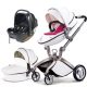 Hot Mom 3in1 ECO Leder Hochland Kinderwagen - weiß