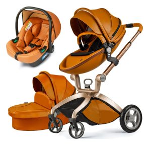 Hot Mom 3in1 ECO Leder Hohe Landschaft Kinderwagen - braun