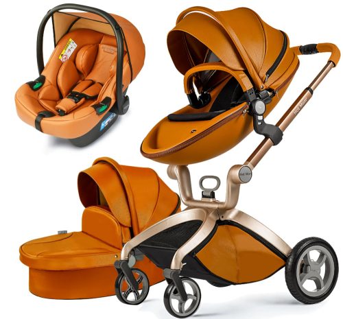 Hot Mom 3in1 ECO Leder Hohe Landschaft Kinderwagen - braun