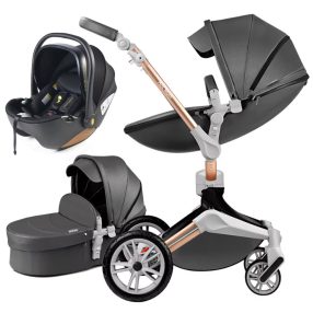 Hot Mom 3in1 ECO Leather 360-Grad-Kinderwagen - dunkelgrau