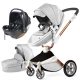 Hot Mom 3in1 ECO Leather 360 Grad Kinderwagen - hellgrau