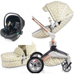   Hot Mom 3in1 ECO Leather 360 Grad Kinderwagen - LÁNC Muster limitiert