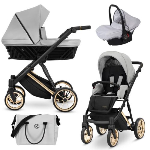 Kunert IVENTO Premium 3in1 Multifunktionskinderwagen - Taubengrau - Ökoleder