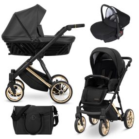   Kunert IVENTO Premium 3in1 Multifunktions-Kinderwagen - Black Pearl - Eco Leder