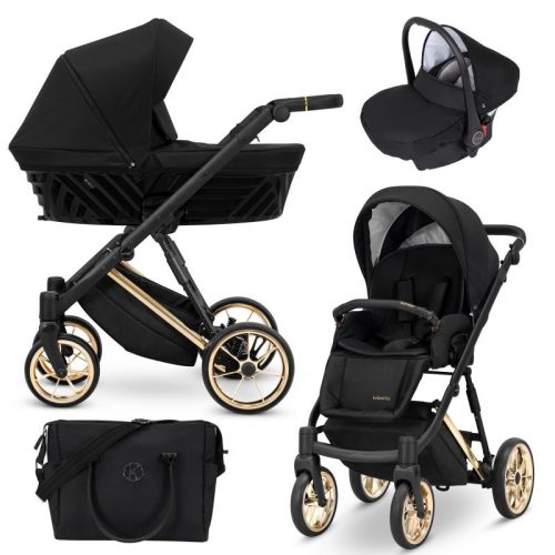 Kunert IVENTO Premium 3in1 Multifunktionskinderwagen - Tiefschwarz