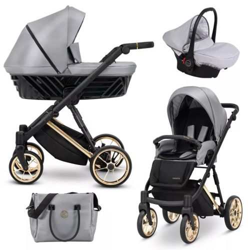 Kunert IVENTO Premium 3in1 Multifunktionskinderwagen - Eco Grau Metall
