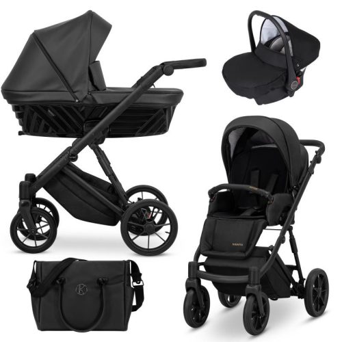 Kunert IVENTO 3in1 multifunktionaler Kinderwagen - Black Pearl - Eco Leather